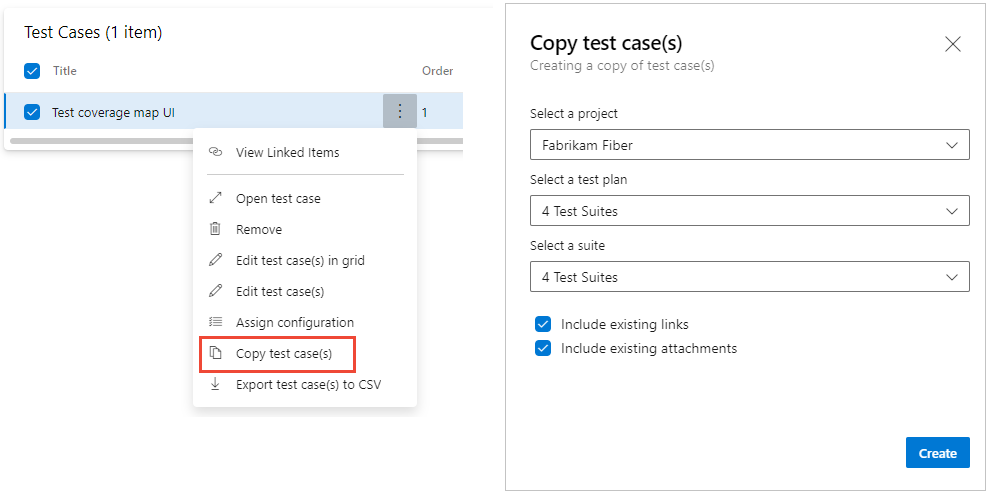 Definire l'opzione di menu e la finestra di dialogo Definisci test case copia tabulazioni.