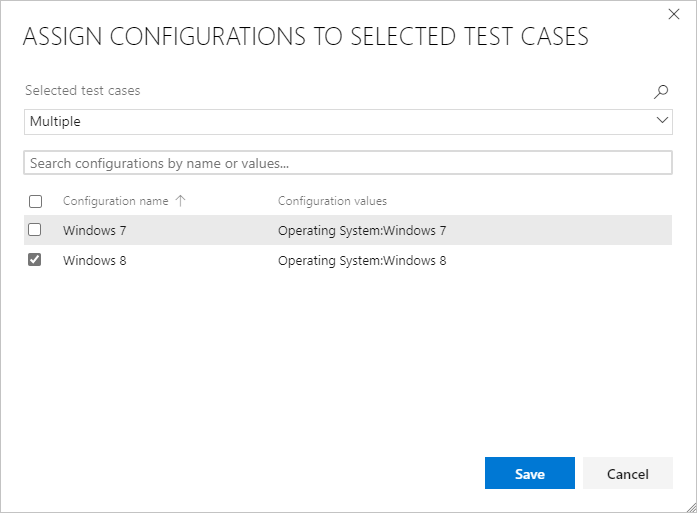 Screenshot che mostra le configurazioni delle impostazioni per un test case.