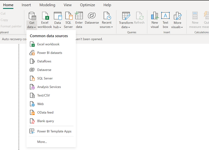 Screenshot che mostra Power BI Desktop.