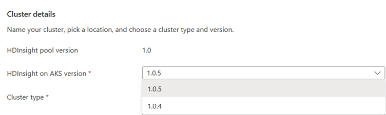 Screenshot che mostra i dettagli del cluster.