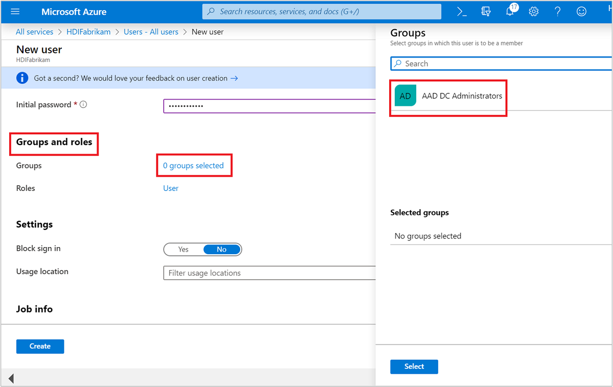 Finestra di dialogo dei gruppi di Microsoft Entra.