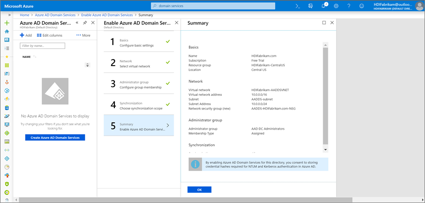 Abilitare Microsoft Entra Domain Services.