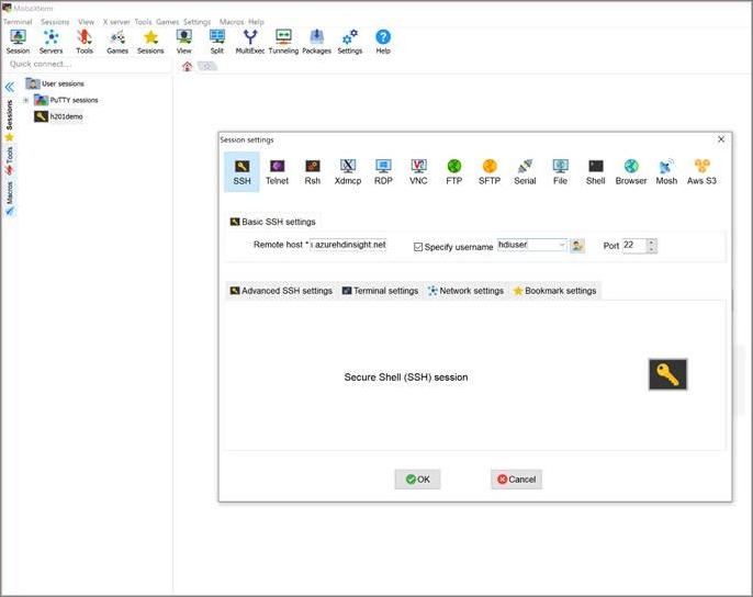 Accedere al cluster usando il client SSH.