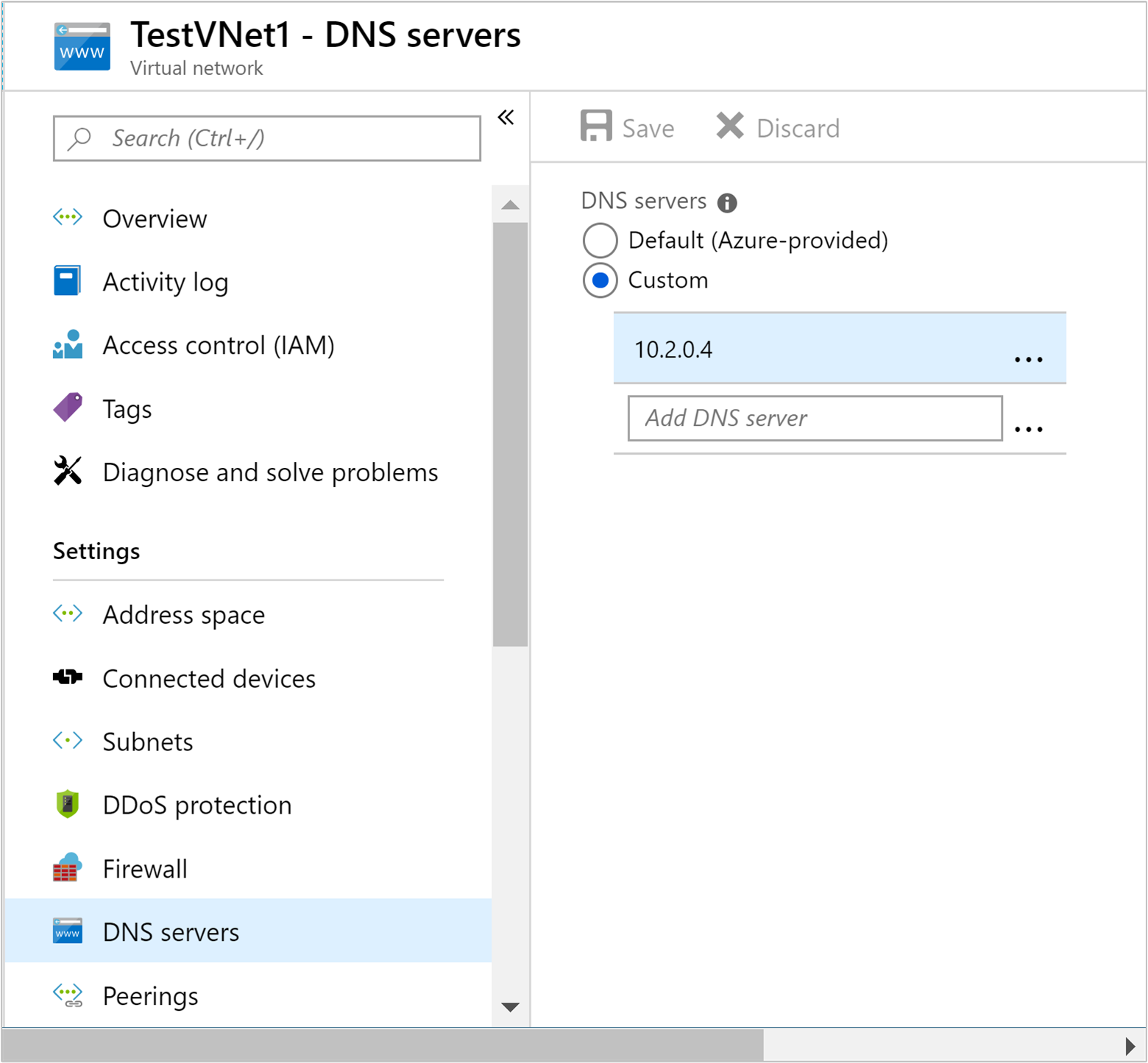 Impostare il server DNS personalizzato per la rete.