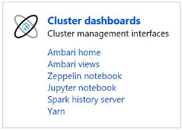 Menu del cluster Apache Hadoop di HDInsight.