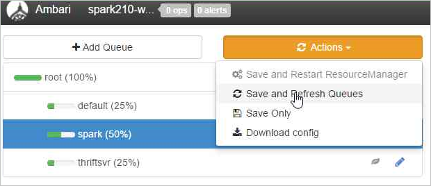 Selezionare Save and Refresh Queues (Salva e aggiorna code).