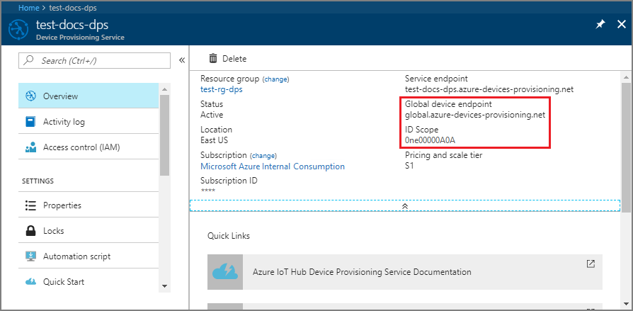 Informazioni per il servizio Device Provisioning