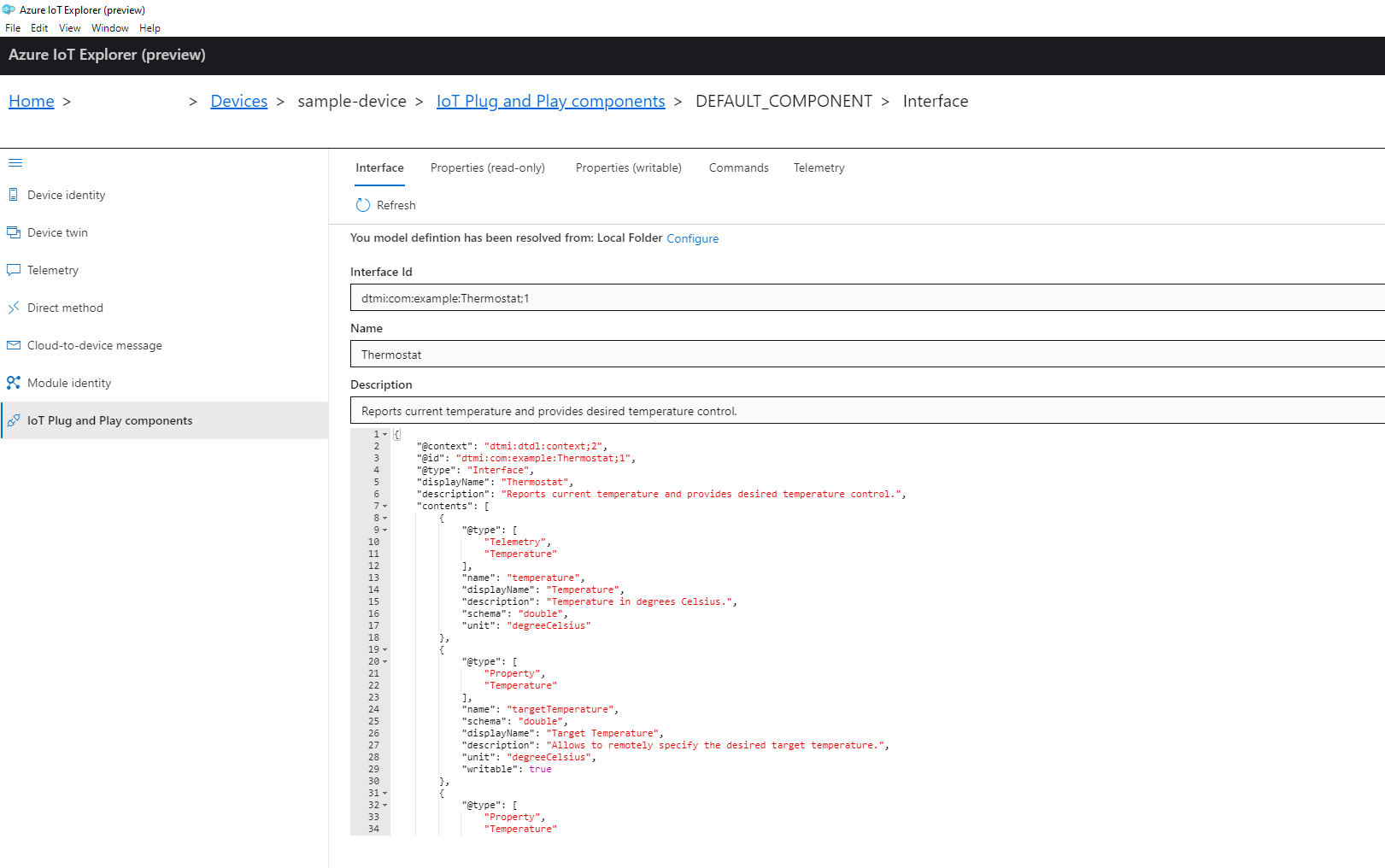 Visualizzare i componenti in Azure IoT Explorer