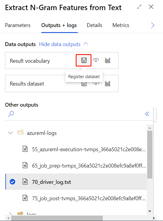 registrare il set di dati