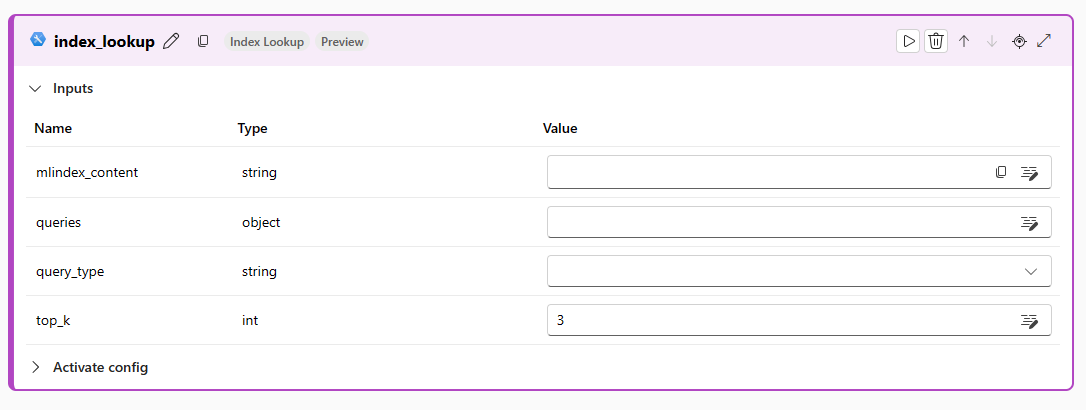 Screenshot che mostra lo strumento Vector Index Lookup.