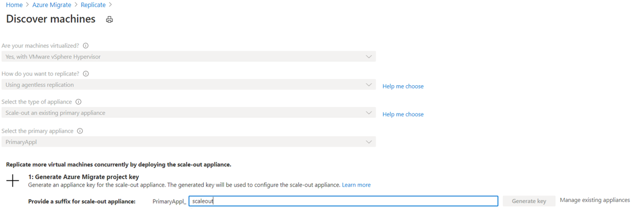 Screenshot della pagina Individua macchine virtuali per l'onboarding scale-out.