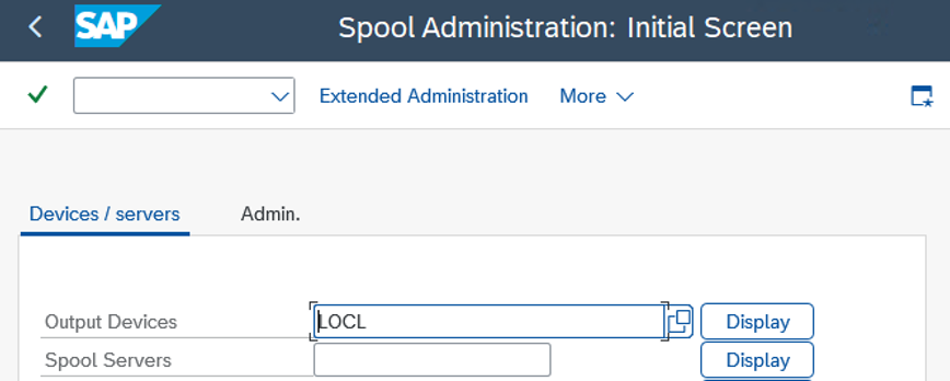 Finestra di dialogo di esempio nella schermata di immissione SPAD della transazione SAP.