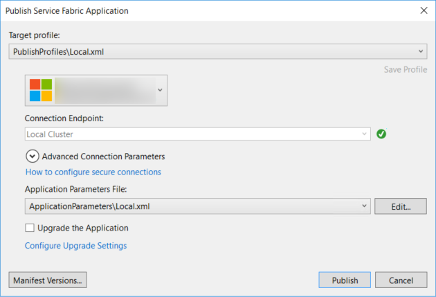 Pubblicazione di un'applicazione di Service Fabric