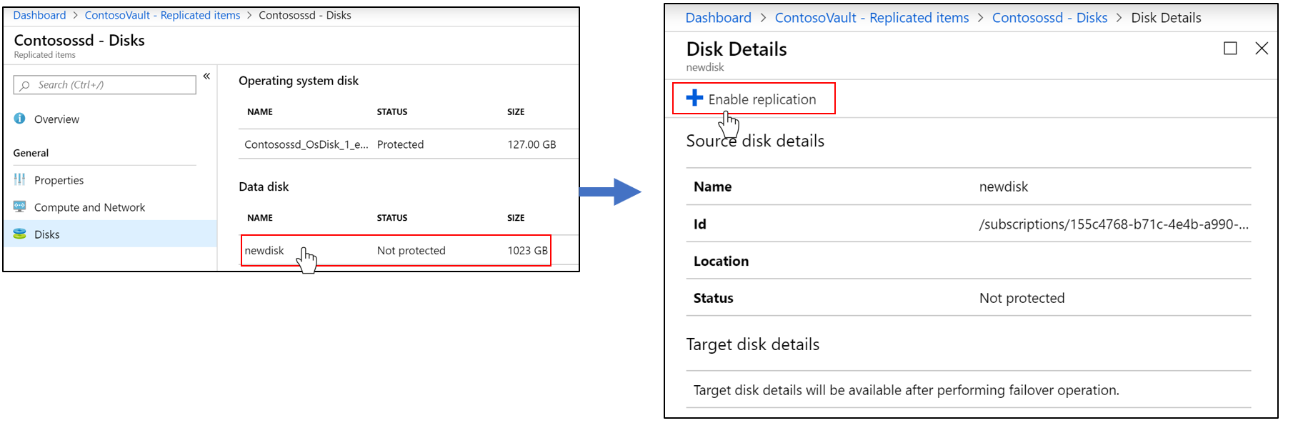 Abilitare la replica nei dischi delle VM.