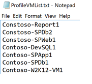 Elenco di nomi di VM in Deployment Planner 