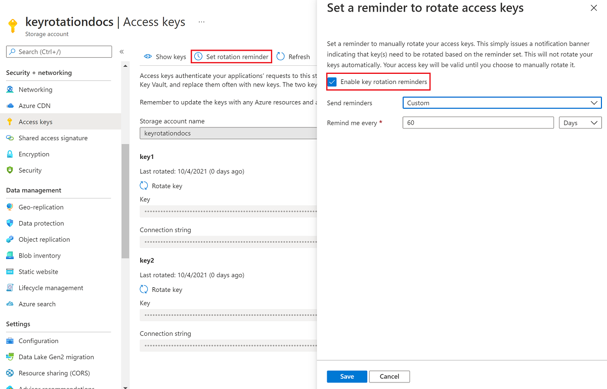 Screenshot che mostra come creare un criterio di scadenza delle chiavi nel portale di Azure