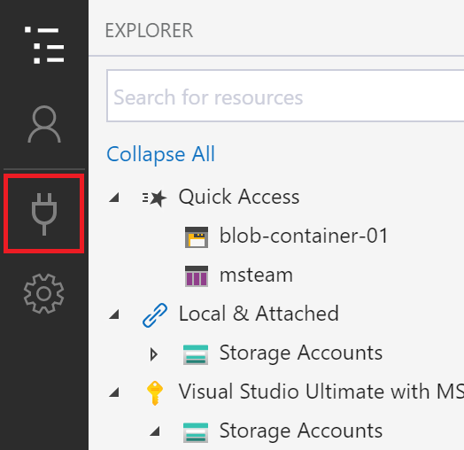 Opzione Connect to Azure storage (Connetti ad Archiviazione di Azure)