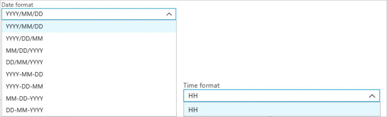 Screenshot che mostra i vecchi formati DateTime di Analisi di flusso.