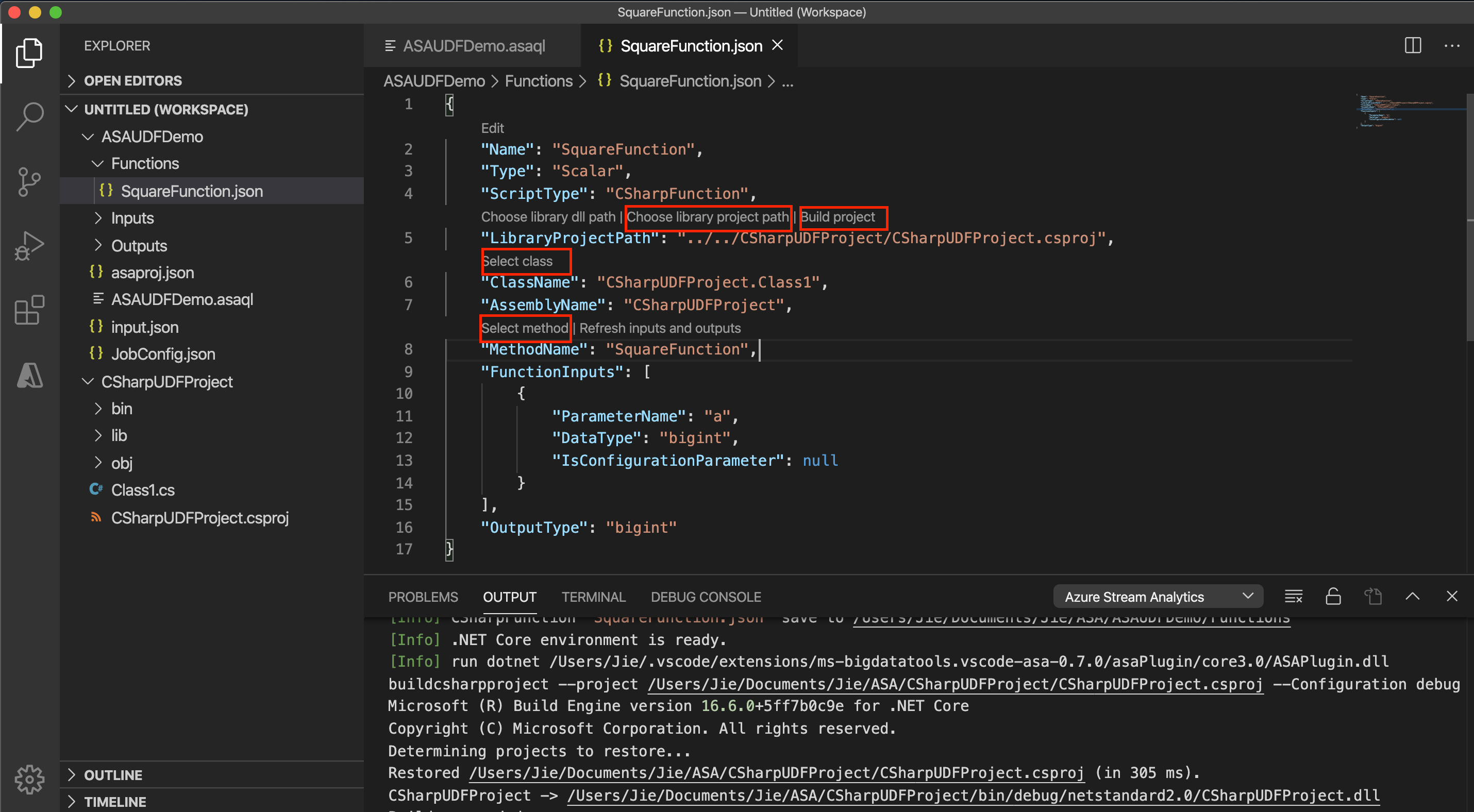 Configurazione della funzione C sharp di Analisi di flusso vs Code