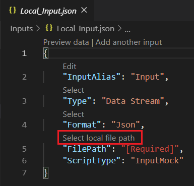 Immettere il percorso del file locale in Visual Studio