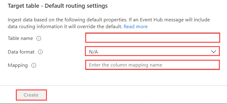 Impostazioni di routing predefinite per l'inserimento di dati in Hub eventi - Azure Synapse Esplora dati.