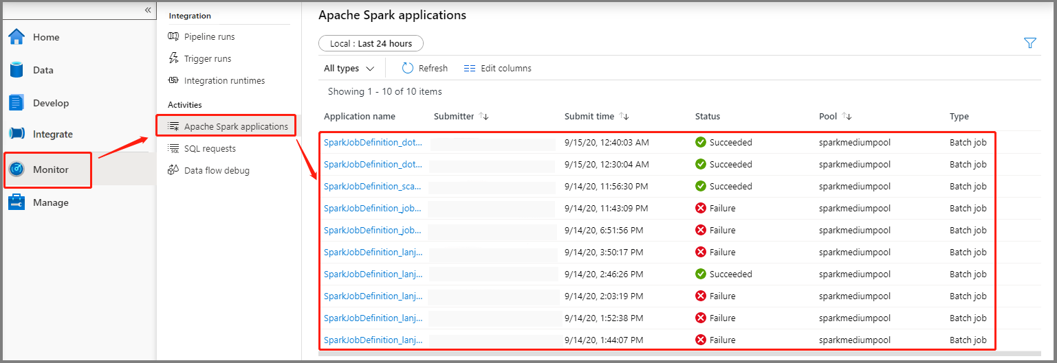 Visualizzare l'applicazione Spark