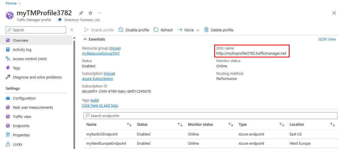 Nome DNS di Gestione traffico