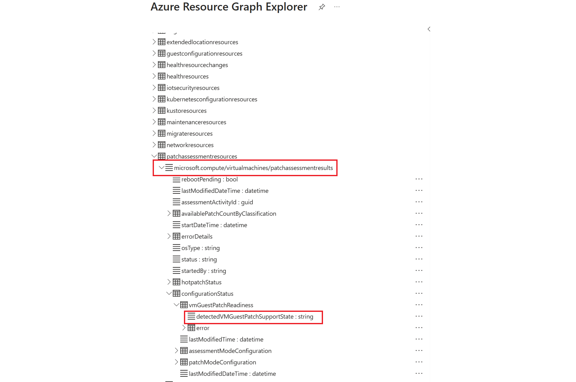 Screenshot che mostra la risorsa in Azure Resource Graph Explorer.