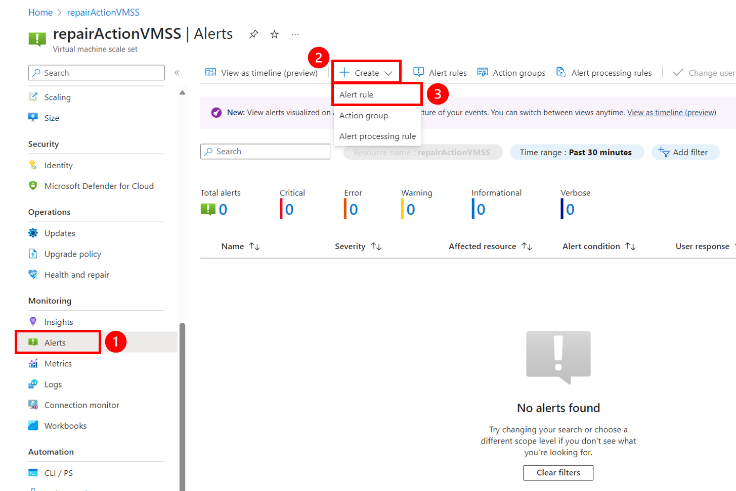 Creare un avviso di monitoraggio nella portale di Azure