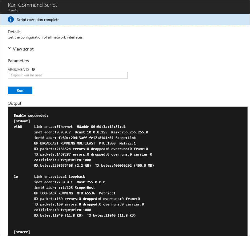 Eseguire l'output dello script di comando