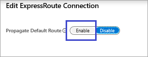 Screenshot che mostra l'abilitazione della route predefinita di propagazione.