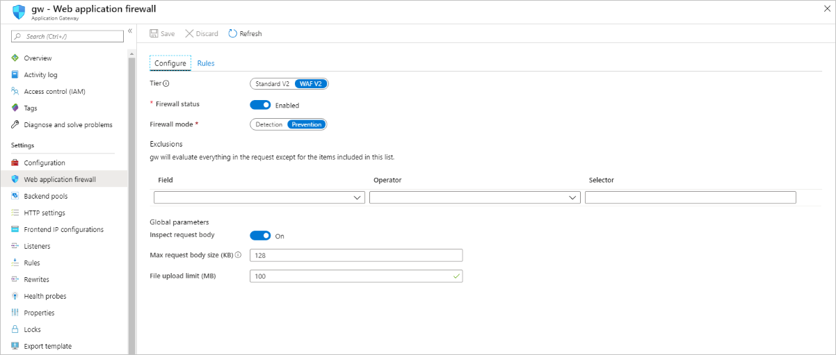 Configurazione di WAF