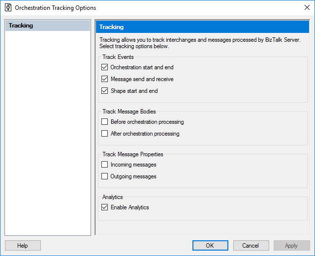 Attivare il rilevamento di Analisi in un'orchestrazione in BizTalk Server