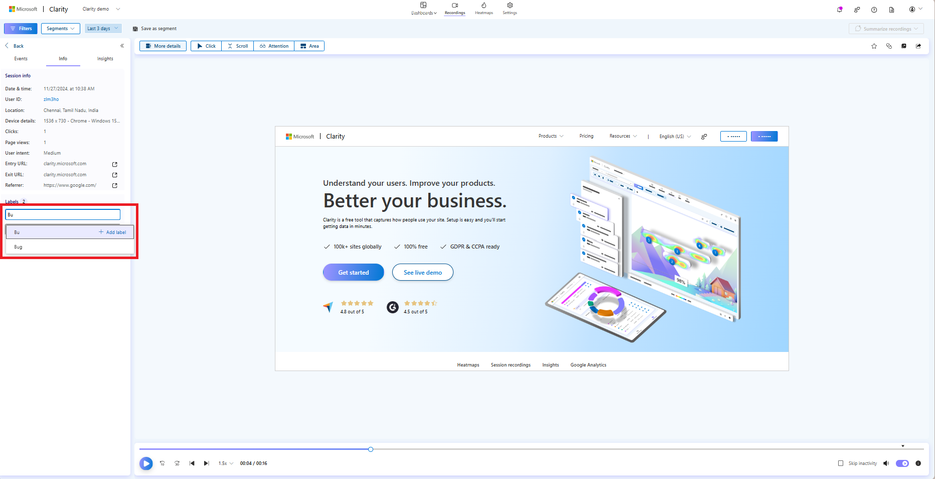 View existing labels.