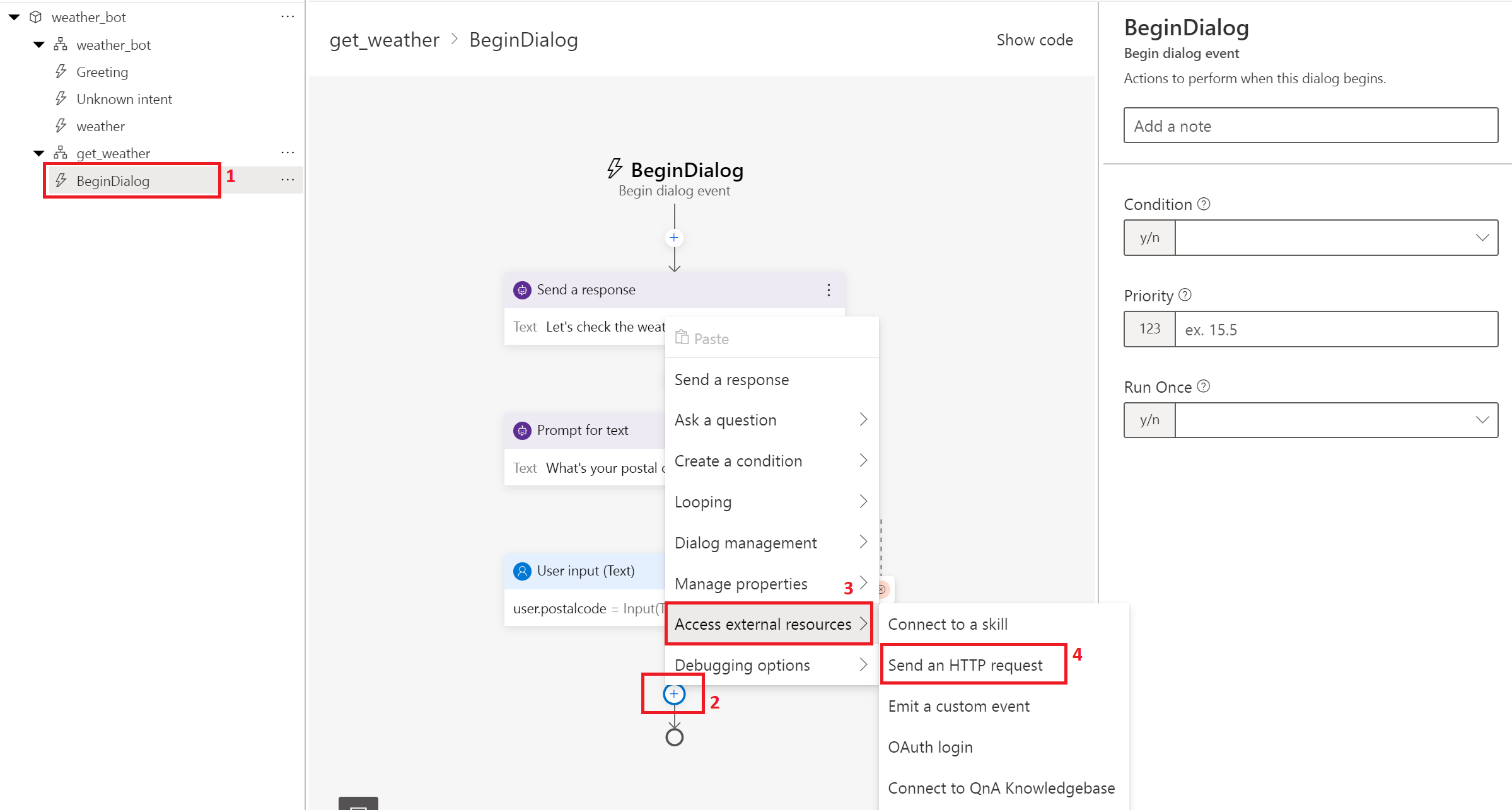 Add an HTTP request to BeginDialog for get_weather.