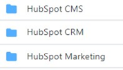 Screenshot delle cartelle per i tre HubSpot connettori.