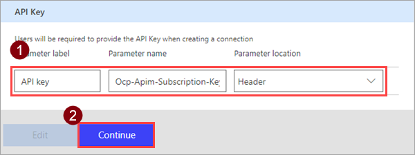 Parametri della chiave API