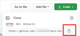 Screenshot che mostra come copiare l'URL HTTPS clone in GitHub.