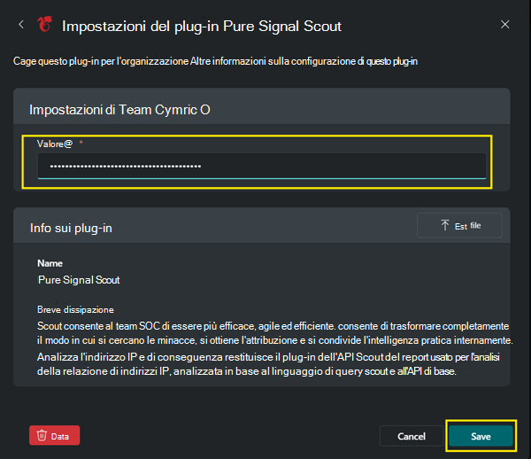 Immagine delle impostazioni del plug-in Pure Signal Scout.