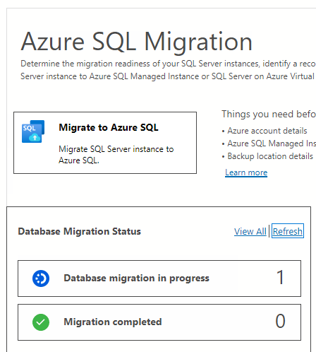 Screenshot del dashboard di monitoraggio della migrazione.