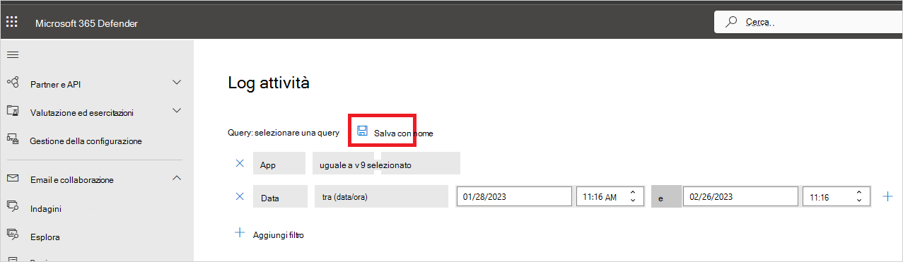 Usare i filtri per eseguire query.