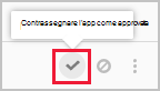 Screenshot dell'icona approva l'app.