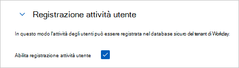 Screenshot che consente la registrazione delle attività utente.