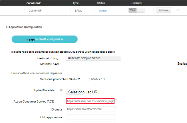 Sostituire ACS nell'app Salesforce personalizzata.