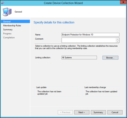 Screenshot della procedura guidata Microsoft Configuration Manager 3.