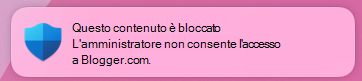 Mostra la notifica di tipo avviso popup bloccata dal contenuto della protezione di rete dell'utente finale.