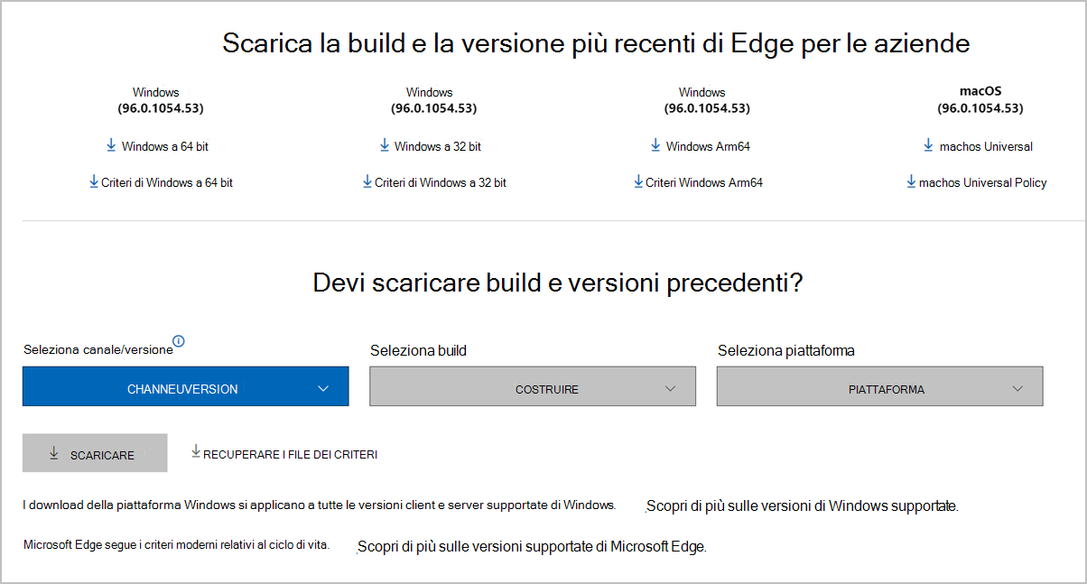 File di criteri di Microsoft Edge disponibili per il download.