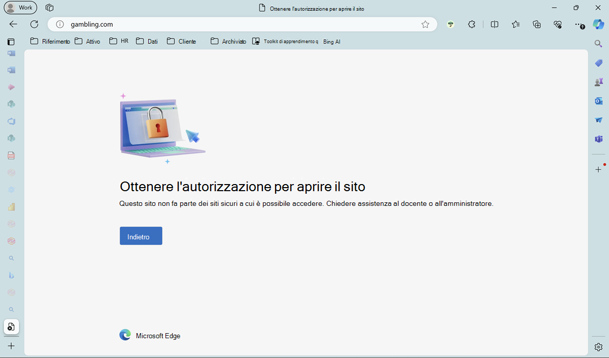 Richiedi l'autorizzazione per accedere al sito bloccato.