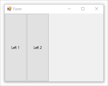 modulo Windows con due pulsanti ancorati a sinistra.