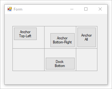 Un Windows Form con controllo di layout tabellare.